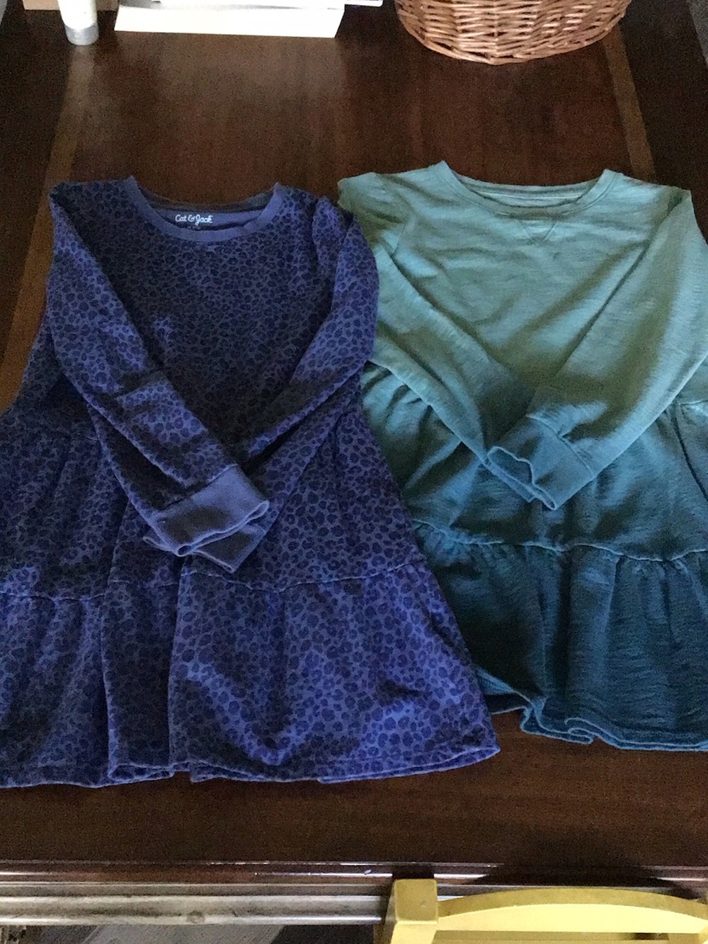 Cat & Jack Blue Printed Peplum and Teal Peplum Top Set